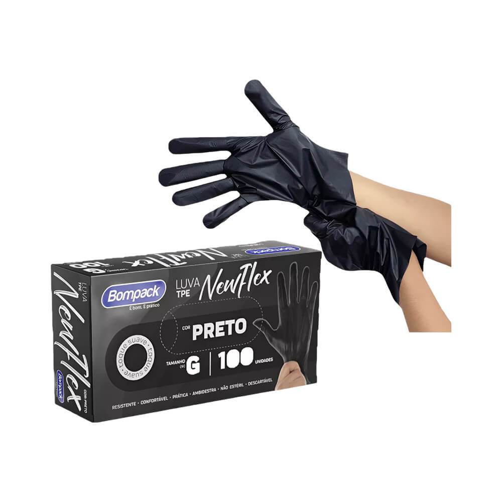 Luva Bompack Vinilflex Preta 100 Unidades G em Oferta na Shopee