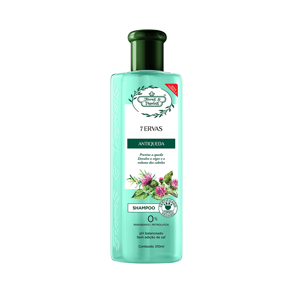 Shampoo Flores & Vegetais Antiqueda Sete Erva 310ml em Oferta na Shopee