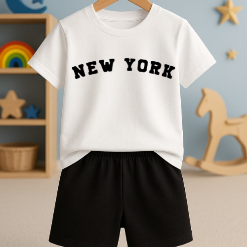 Conjutinho Camiseta e Short Infantil Estampado New York Premium