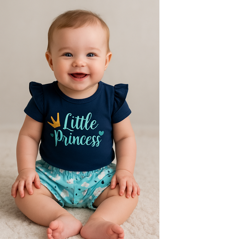 Conjunto infantil bebê body e short cisne.