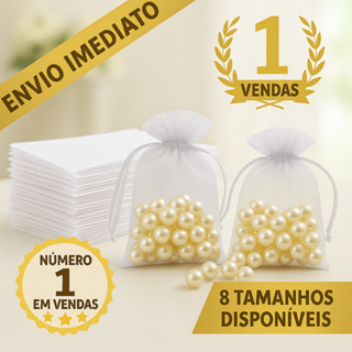 Kit 5/10/20/50/100 Un Saco Saquinho Organza Tule Saquinho 7x9 9x12 10x15 Branco Festa Casamento em Oferta na Shopee