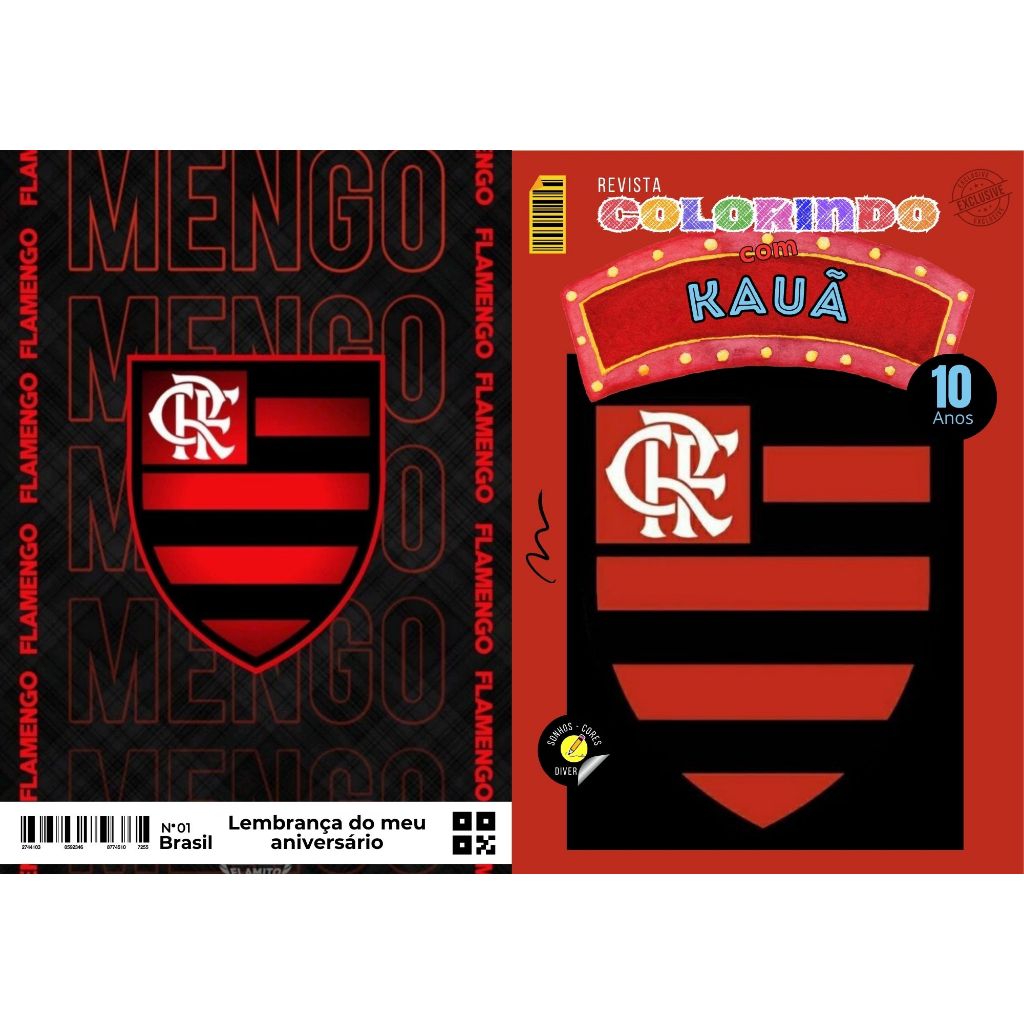 20 Livrinho de Colorir Flamengo Personalizado com Nome e Idade Festa Infantil Aniversário