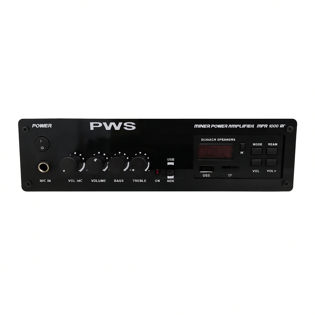 Amplificador de Áudio PWS MPA-1000 BT USB Mono Som Profissional Estéreo P/ Caixas Estúdio Ambiente Igrejas e Eventos