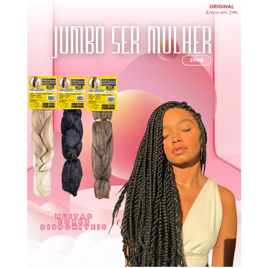 Ser Mulher Super Jumbo 399g – Ideal para Tranças Box Braids Nagô Entrelace em Oferta na Shopee
