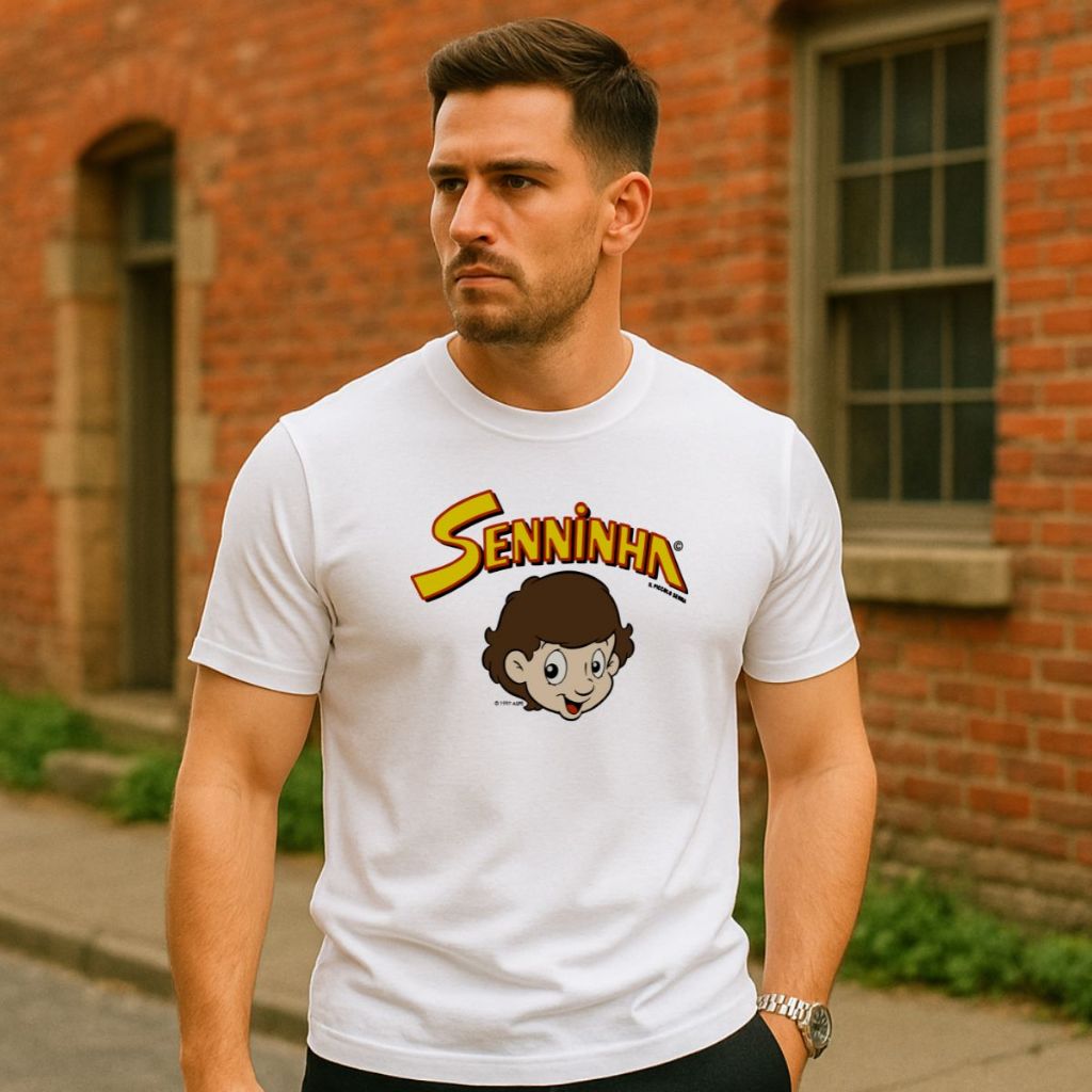 Camiseta Masculina 100% Algodão Senninha Ayrton Senna Verão Conforto em Oferta na Shopee