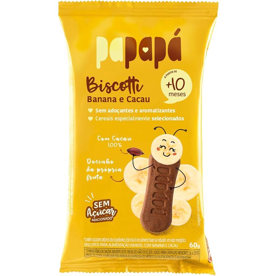 Biscoito Infantil Biscotti - Banana e Cacau - Papapá 60g +10 Meses