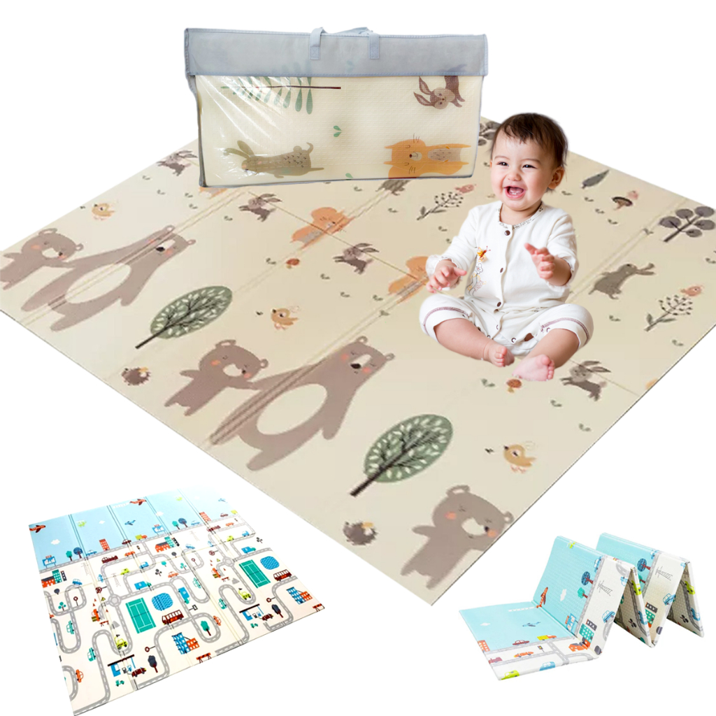 Tapete Infantil Emborrachado Térmico Tatame Antiderrapante Dobrável Dupla Face 6mm 1,80x1,50m