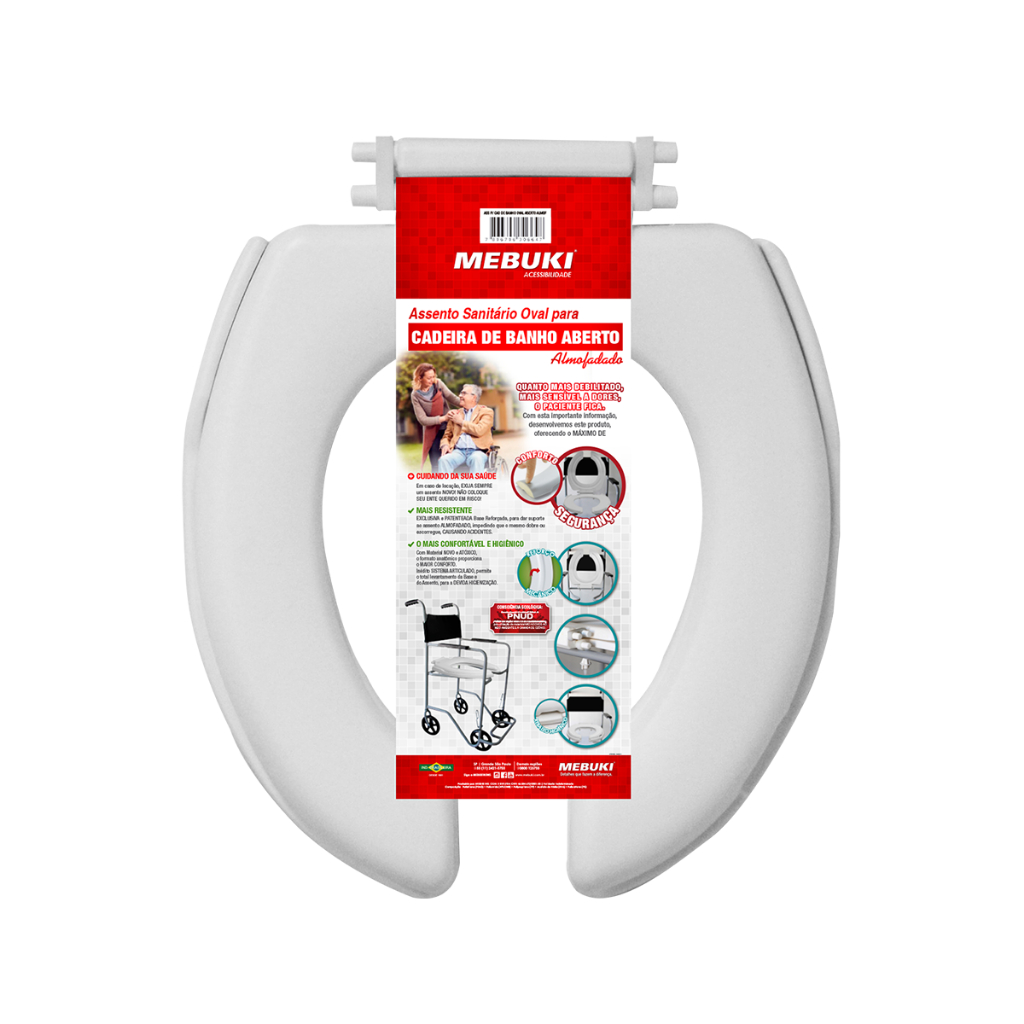 ASSENTO SANITARIO ABERTO ALMOFADADO PARA CADEIRA DE RODA BANHO REF 10400287 MEBUKI