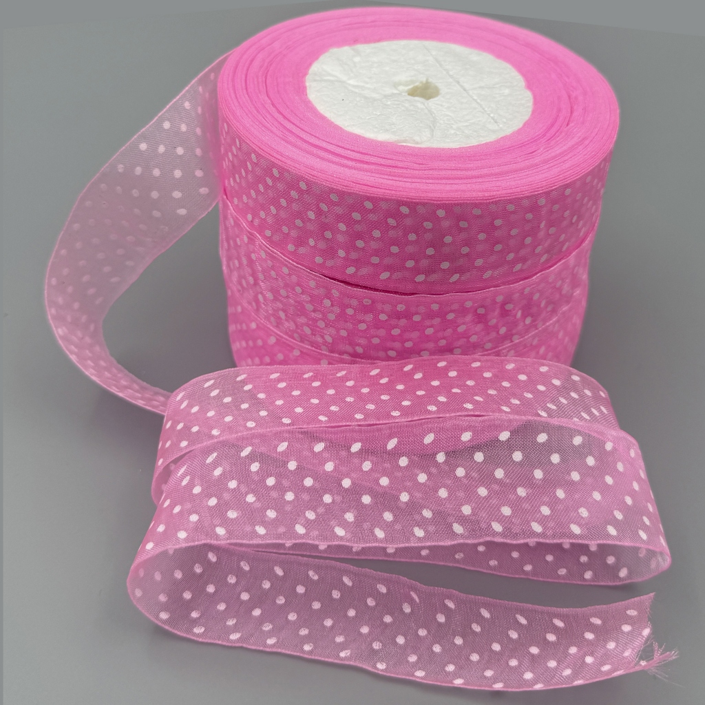 Fita Voal com Bolinha Nº5 – 25mm com 45 Metros Decorativo Laço Artesanato