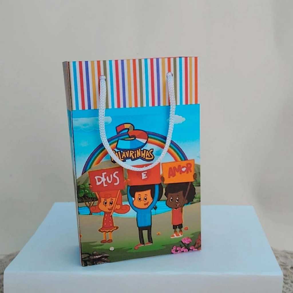 Kit Sacolinha Festa Infantil Personalizados 3 PALAVRINHAS Lembrancinhas  Aniversário  PEGUE E MONTE