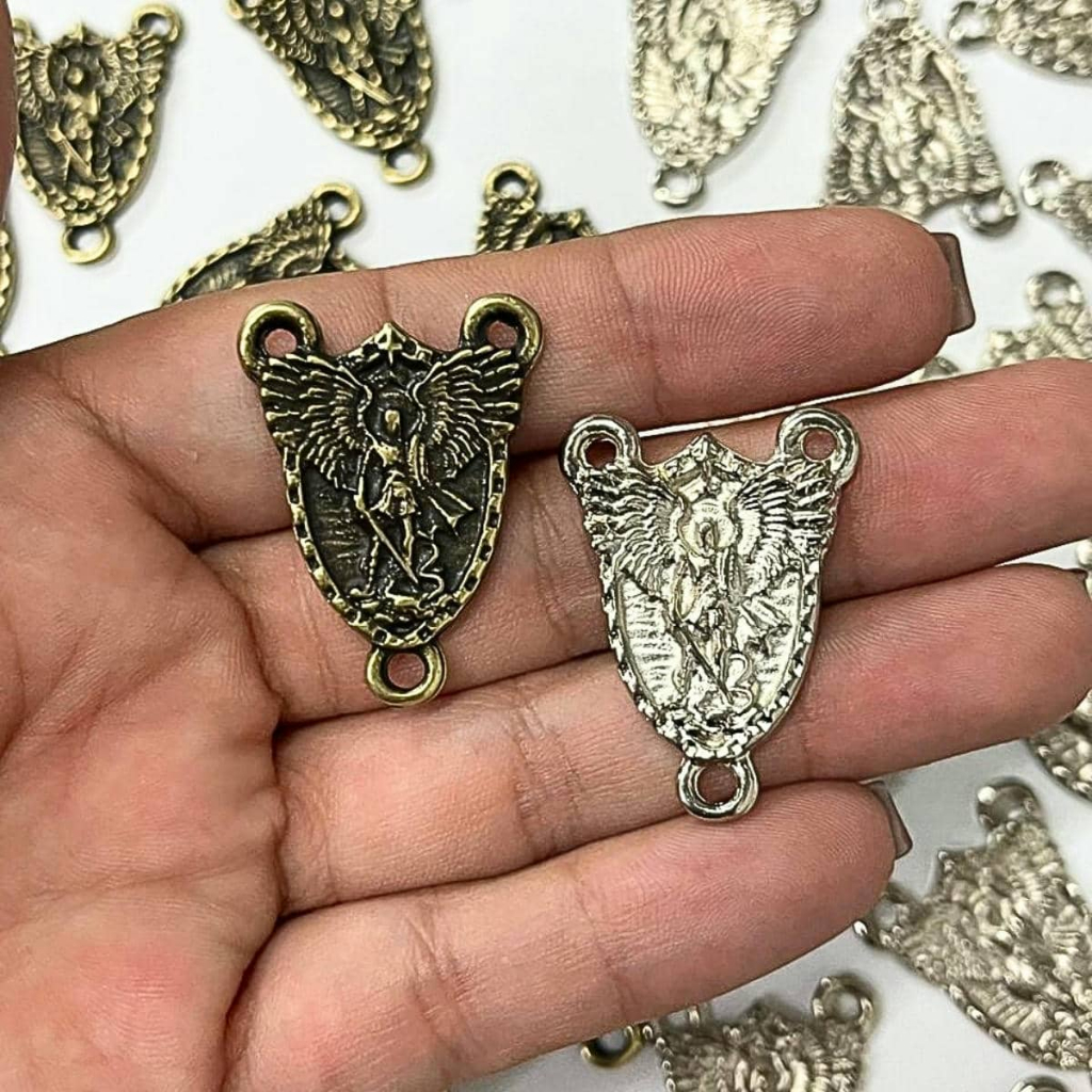 Entremeio São Miguel Escudo 10 unidades para Terços de São Miguel em Metal em Oferta na Shopee