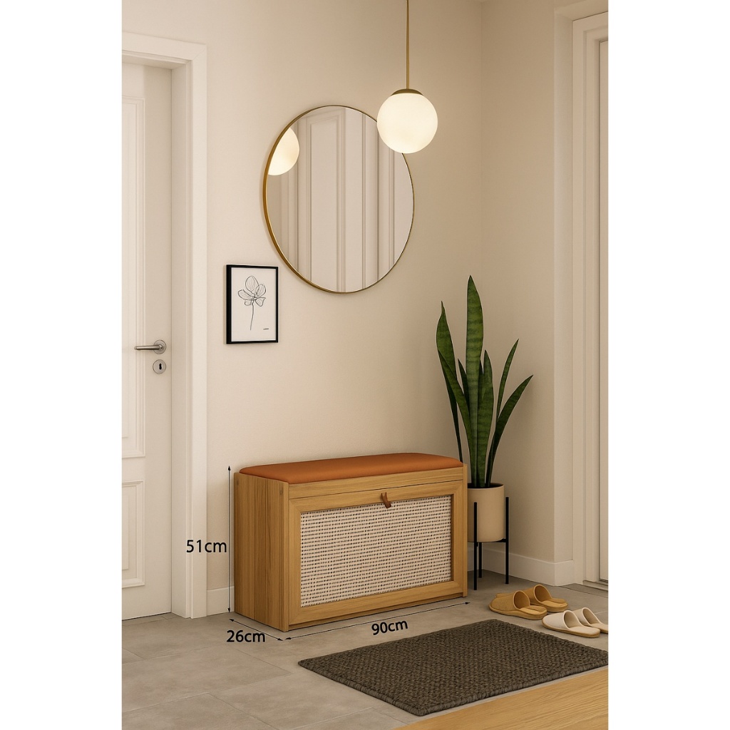 Sapateira De Madeira Com Porta Basculante 90 Cm