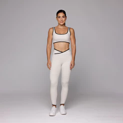 Conjunto Academia Kate Fitness Feminino Top Alta Sustentação e Calça Legging Cós Cruzado Coleção Duo