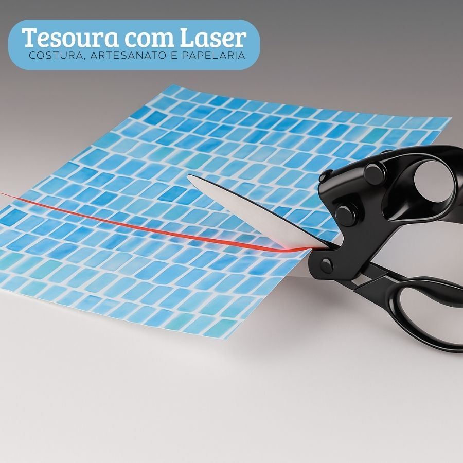 Tesoura com Laser para Cortes Precisos em Aço Inox – Ideal para Costura, Artesanato e Papelaria