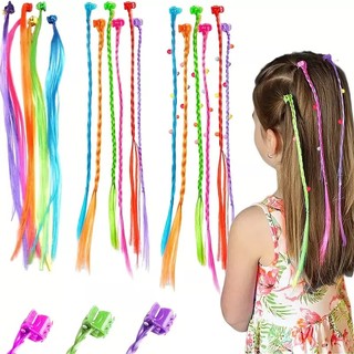 Criança meninas peruca design garra de cabelo/ mecha de cabelo colorida infantil