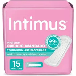 Protetor Diário Intimus Cuidado Avançado Tecnologia Antibacteriana Sem Abas Com 15 Unidades