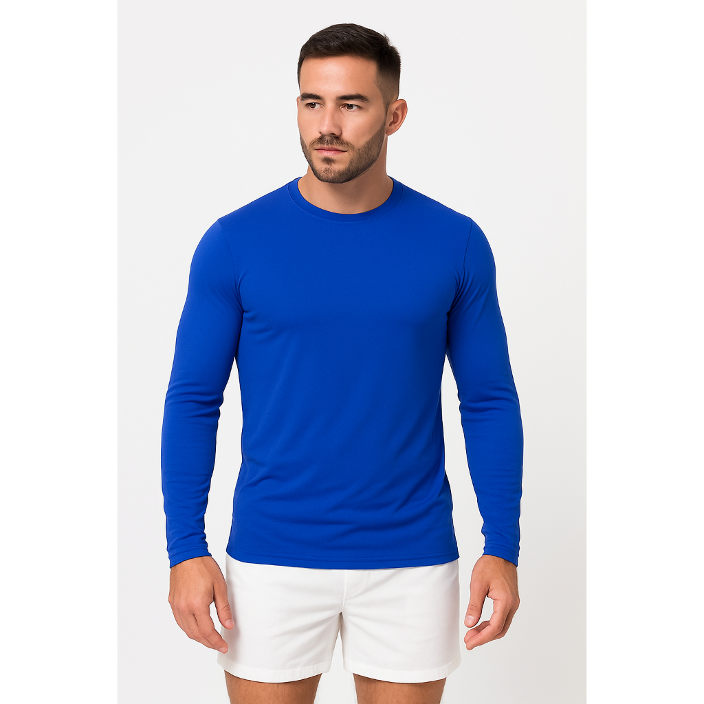 Camiseta Manga Longa Fitness Unissex Térmica Plus Size Uv50 Proteção Solar Kit C/2 Unidade
