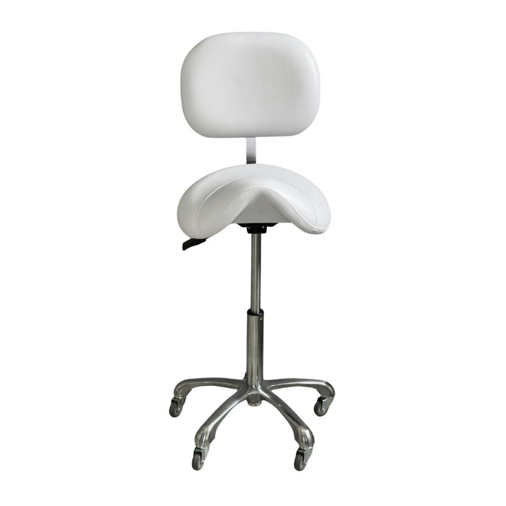 Mocho Cadeira Sela Regulável Altura A Gás Giratório Encosto Anatomico Estética Dentista Estek em Oferta na Shopee