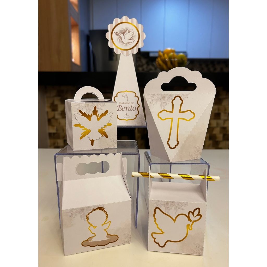 Caixinhas Personalizadas Batizado – Kit Lembrancinhas religiosa para festa batismo