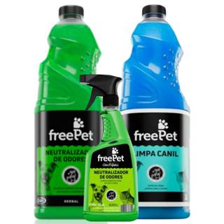 Kit Free Pet Herbal Start Com 3 Itens Neutralizador de Odores 2L e 500ml + Limpa Canil 2L em Oferta na Shopee