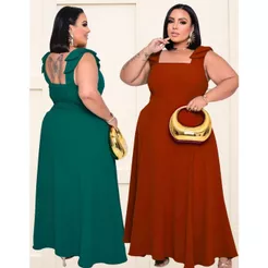 Vestido Plus Evangelico Festa Laço Ombro Elegante Forrado Casamento Madrinha Moda Cristã Alfaiataria