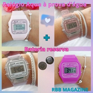 Relógio digital de pulso adultos e crianças feminino Aqua a prova d'água original em Oferta na Shopee