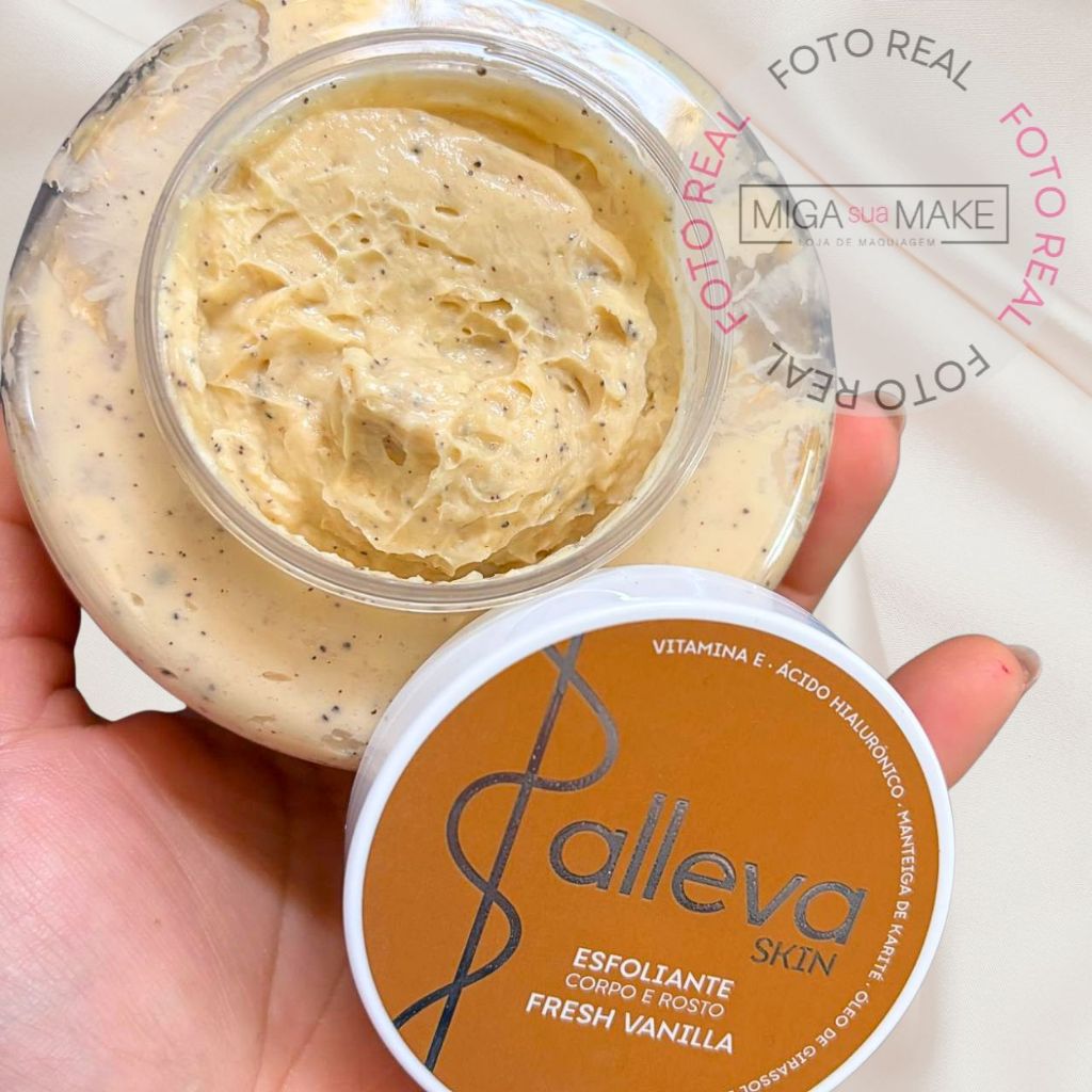 Esfoliante Facial e Corporal Corpo e Rosto Alleva Baunilha Fresh Vanilla Textura Cremosa Hidratante