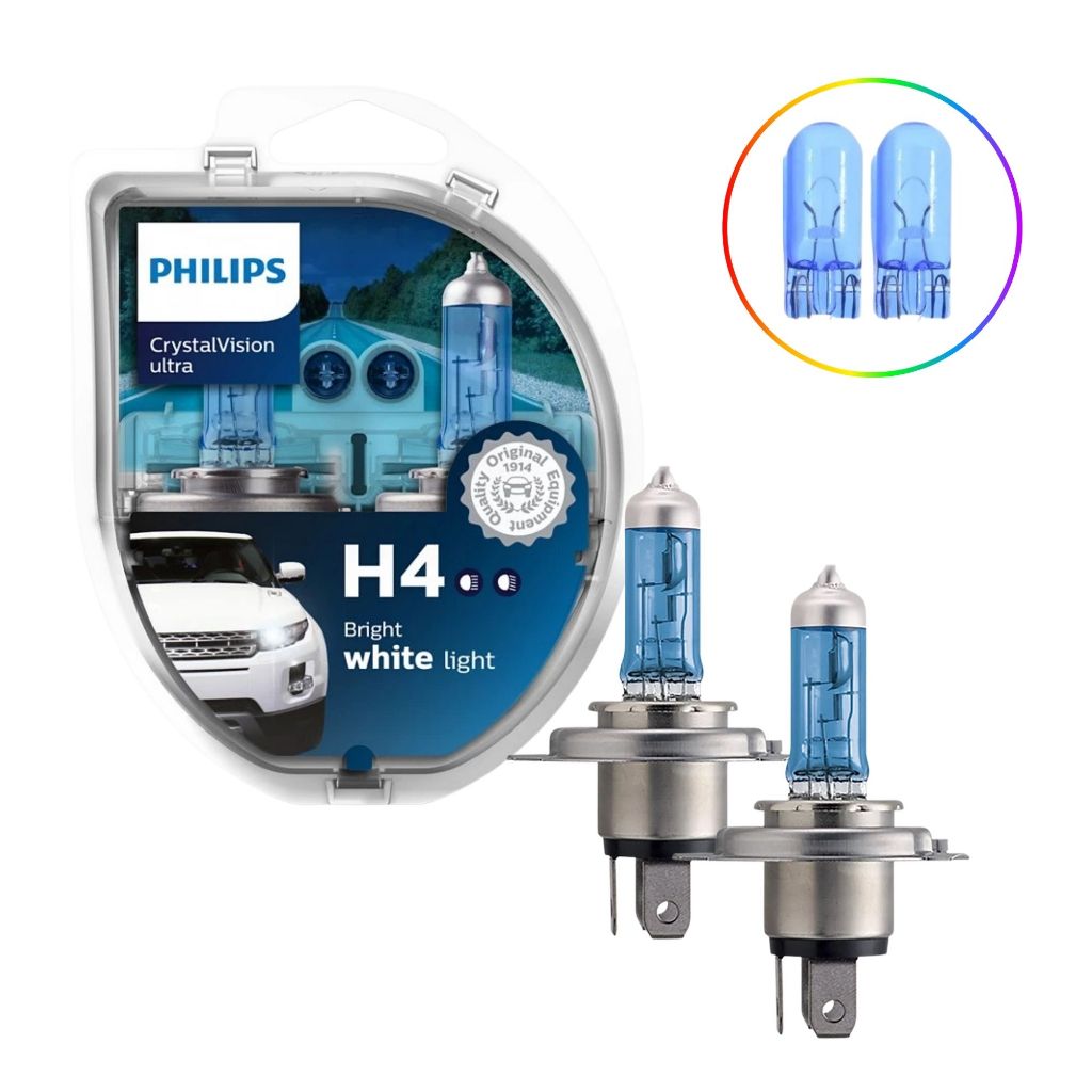 Par De Lâmpada Philips Crystal Vision Ultra Farol H4 60/55w 12v 4.100k em Oferta na Shopee