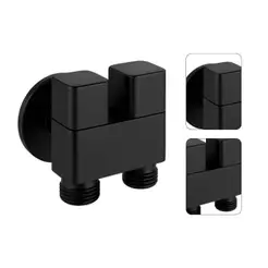 Registro Duplo Ducha Higiênica Metal Dupla Saída Preto Fosco Preto Fosco Lavanderia Banheiro