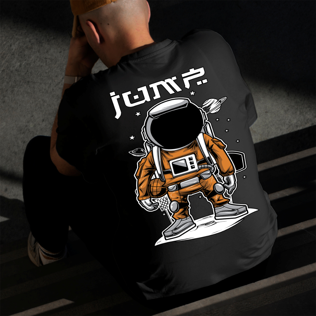 Camiseta Masculina Estampada Astronauta 100% Algodão Estilo Conforto Diário Do Tamanho P ao GG