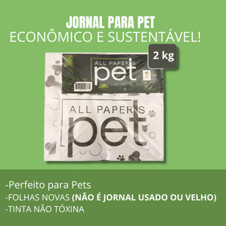Jornal Tapete Higiênico Pet 120 Folhas Grande 63x58cm Biodegradável para Cachorro e Gato …