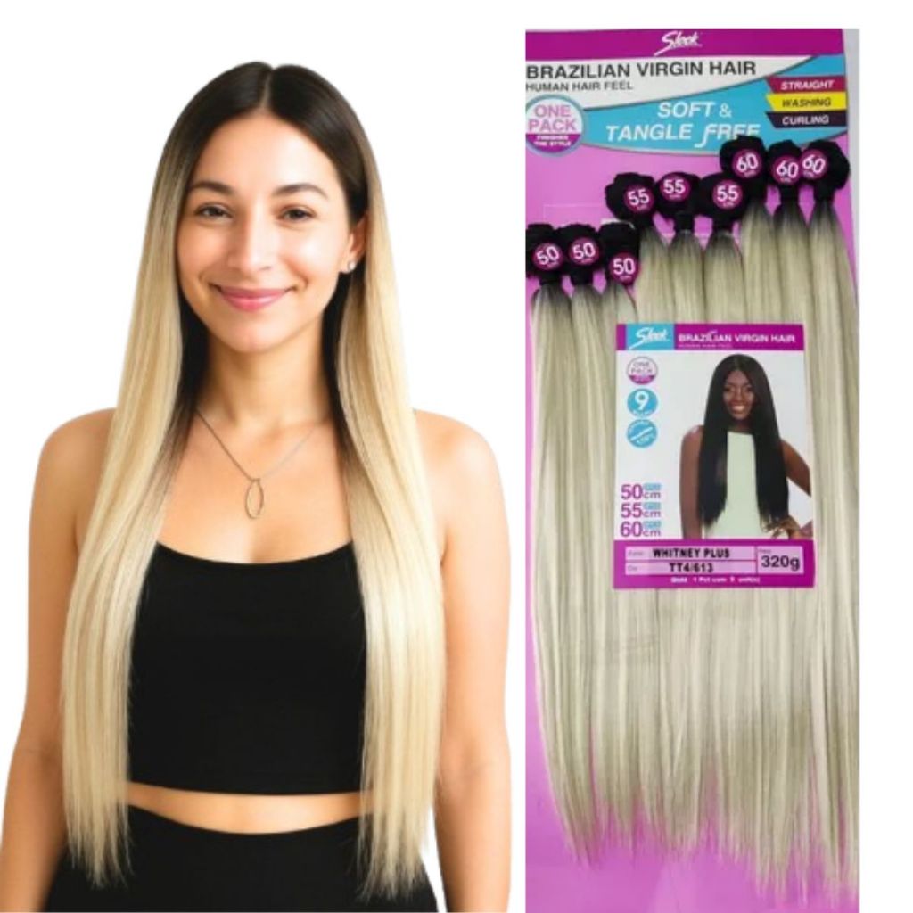 Cabelo liso 60 cm Whitney bio vegetal Sleek, semelhante a cabelo humano