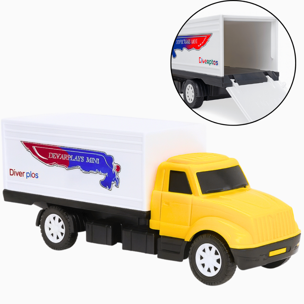 Brinquedo Infantil Caminhão Mini Bau Abre Portas Lançamento Educativo Moto Trator Caminhonete