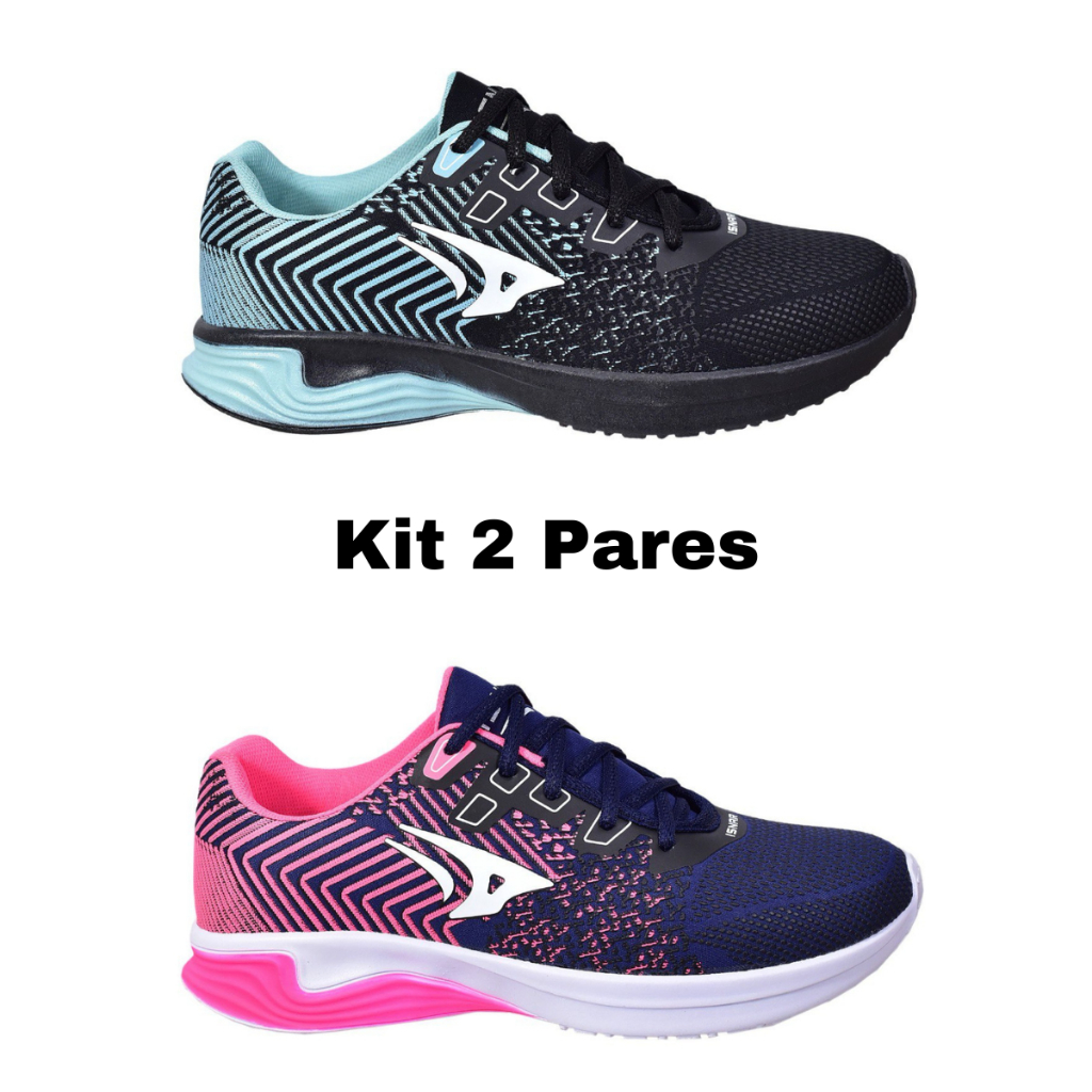 Kit 2 Pares Tênis Feminino Masculino Academia Caminhada Treino Super Leve E Confortável Promoção