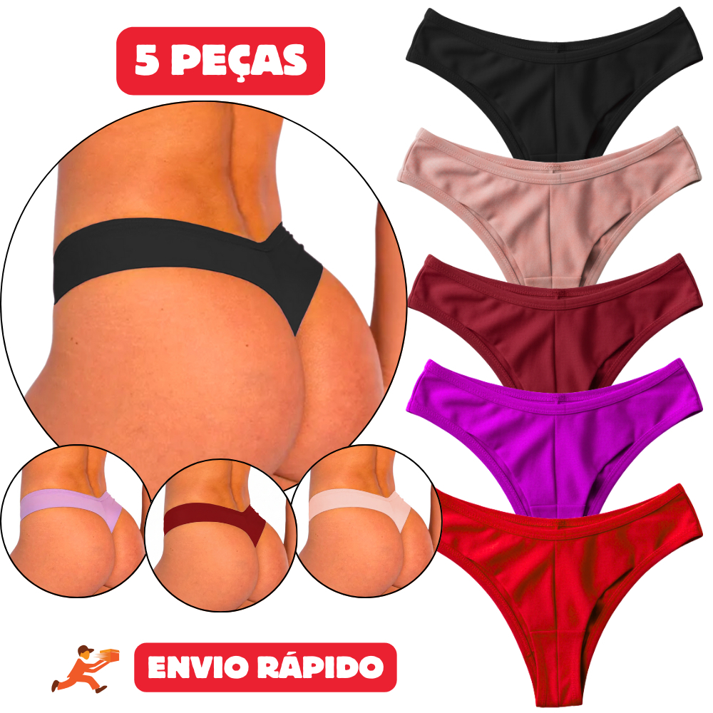 Kit 3 ou 5 Calcinha Fio Duplo Dental Levanta Bumbum Confortável NÃO MARCA Fio Dental Forrada
