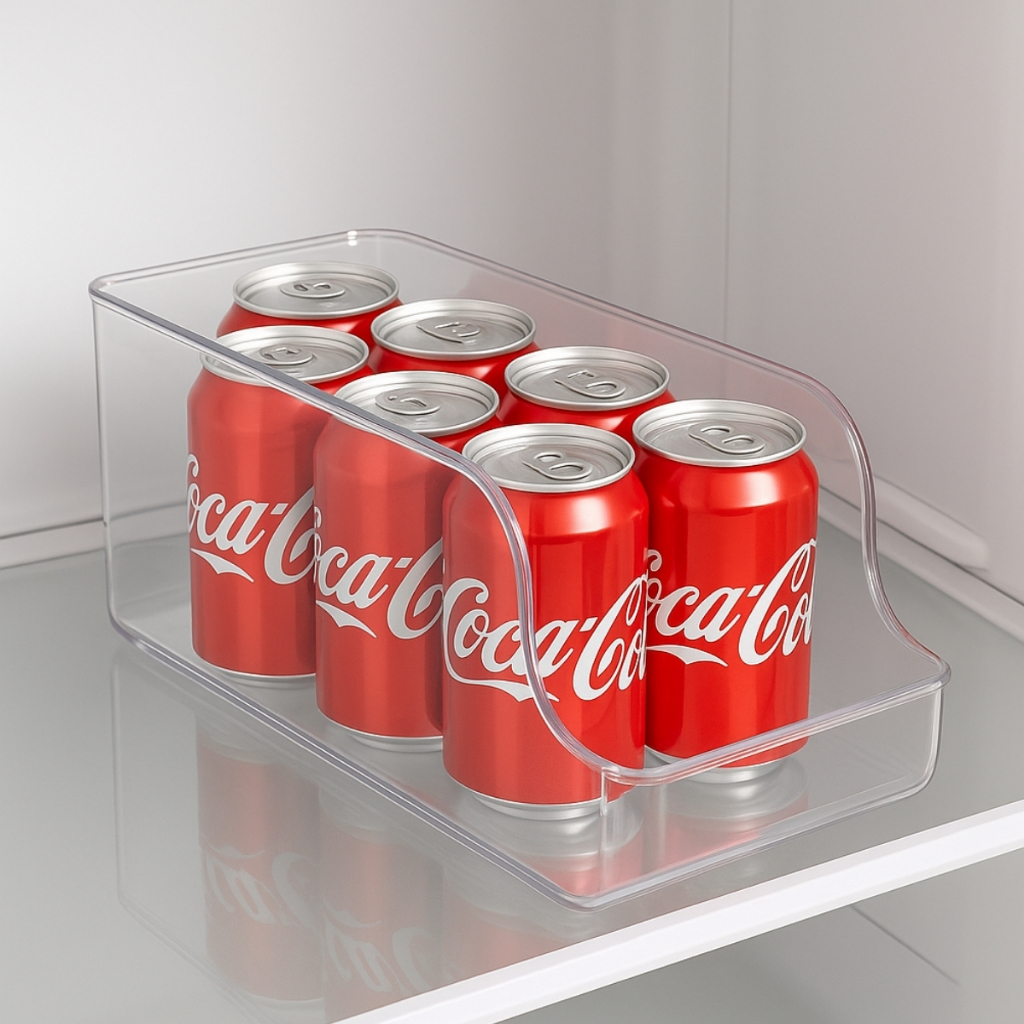 Porta Latas Organizador Geladeira e Freezer Acrílico Transparente Refrigerante Cerveja Energético