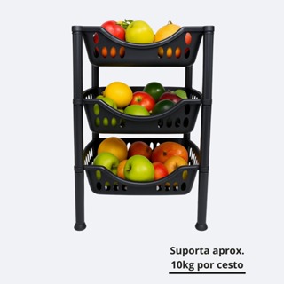 Fruteira Organizador Chão Multiuso Cozinha Lavanderia banheiro 3 Prateleiras Andares em Oferta na Shopee