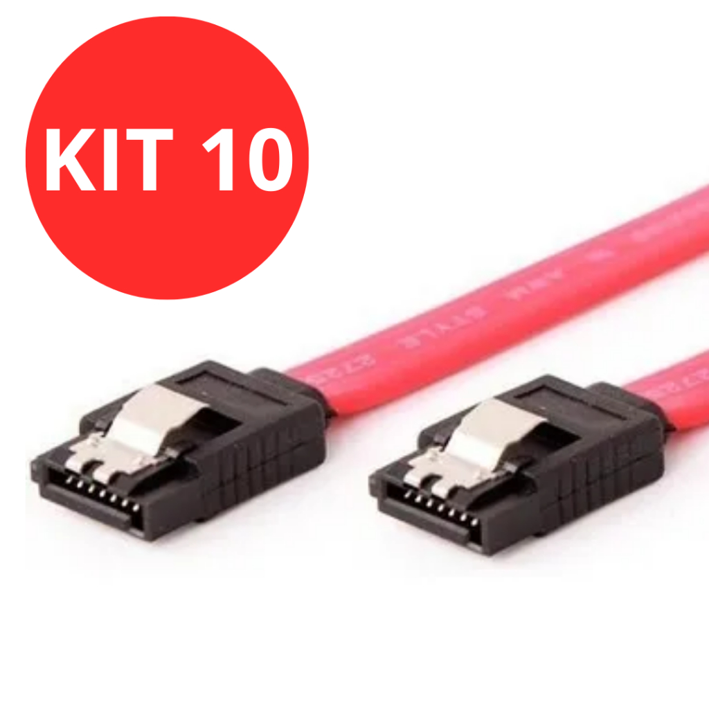 Kit 10 Cabo Sata Para Dados 50 Cm Hd Ssd Gravador De Dvd Sata lll Encaixe com Trava