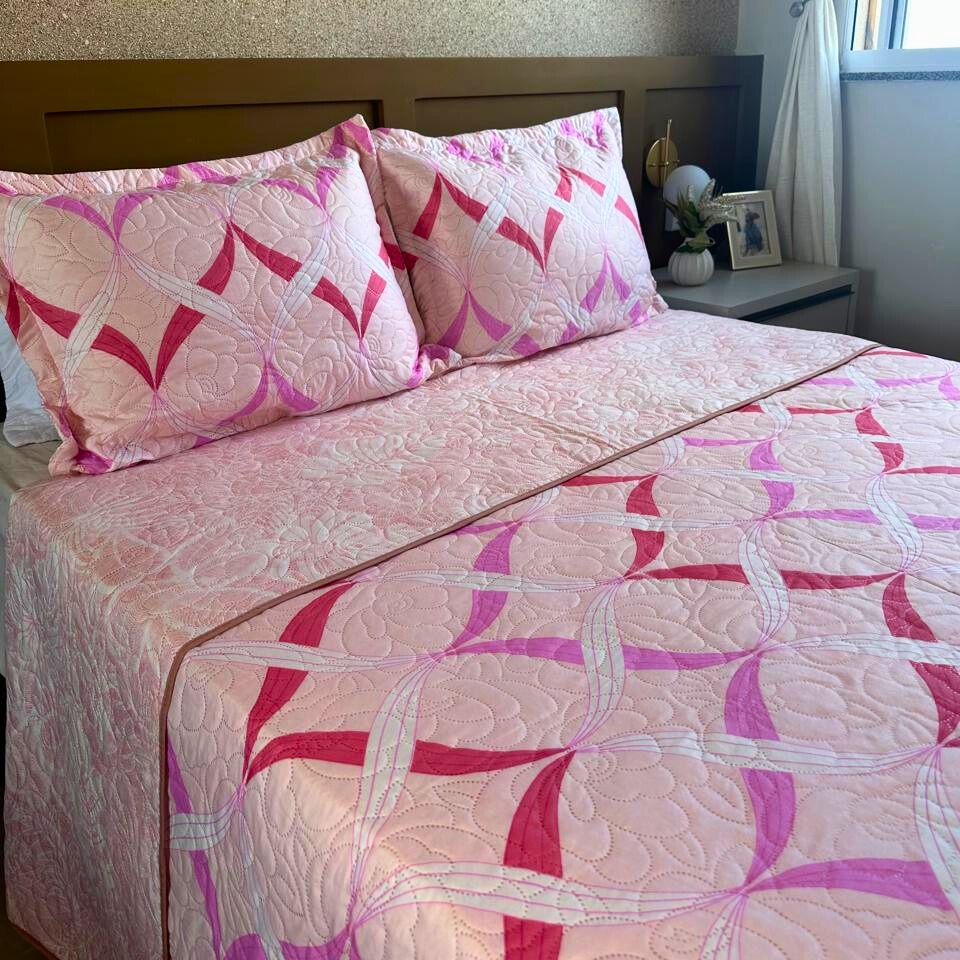 Kit Colcha Cobre Leito Casal Queen Bouti 2,40×2,60m Dupla Face C/ Vies Solteiro King