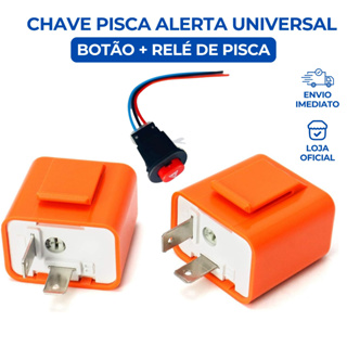 Kit Botão Pisca Alerta + Relê Pisca 2 Pinos 12V Universal Regulável para Moto em Oferta na Shopee