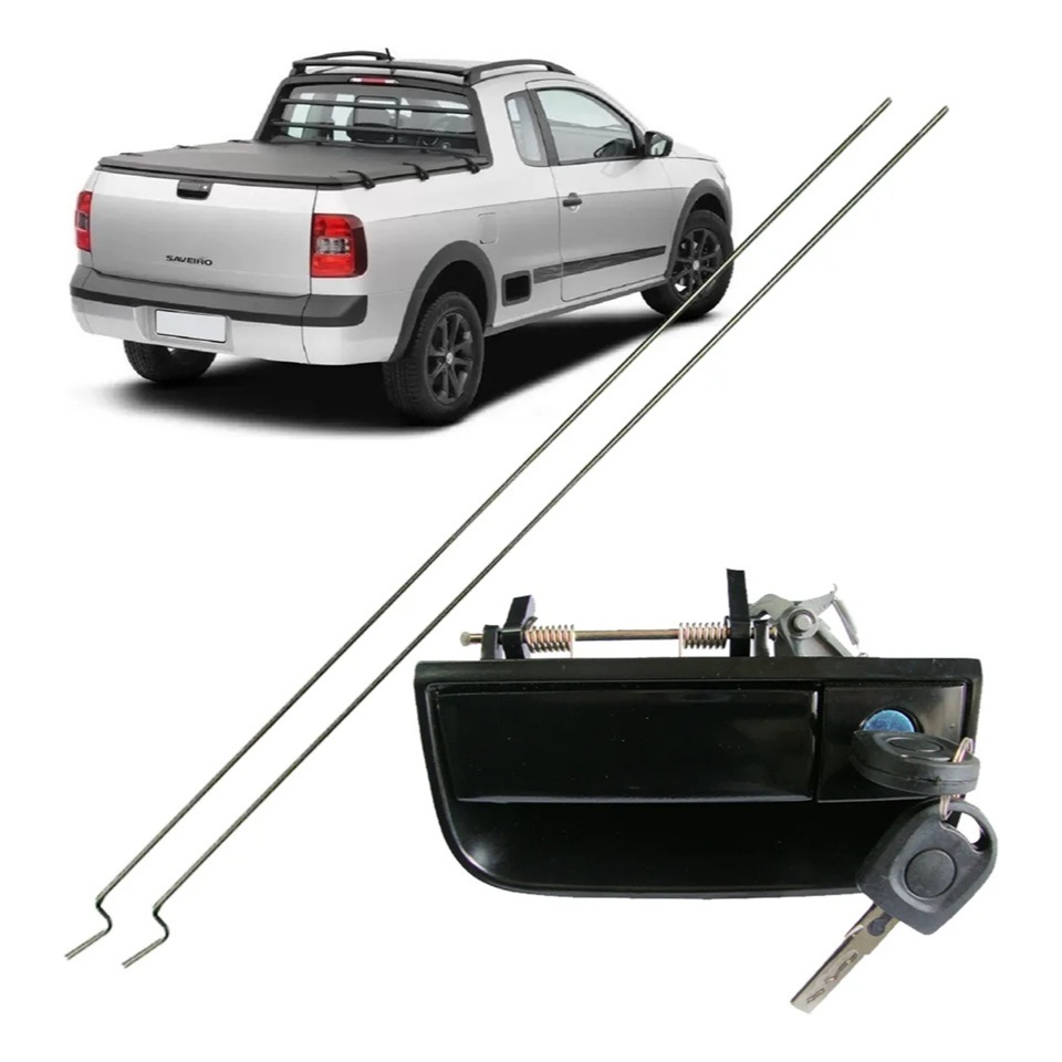 Kit Vareta Haste Maçaneta Chave Tampa Caçamba Saveiro G5 G6 2008 2009 2010 A 2015 2016