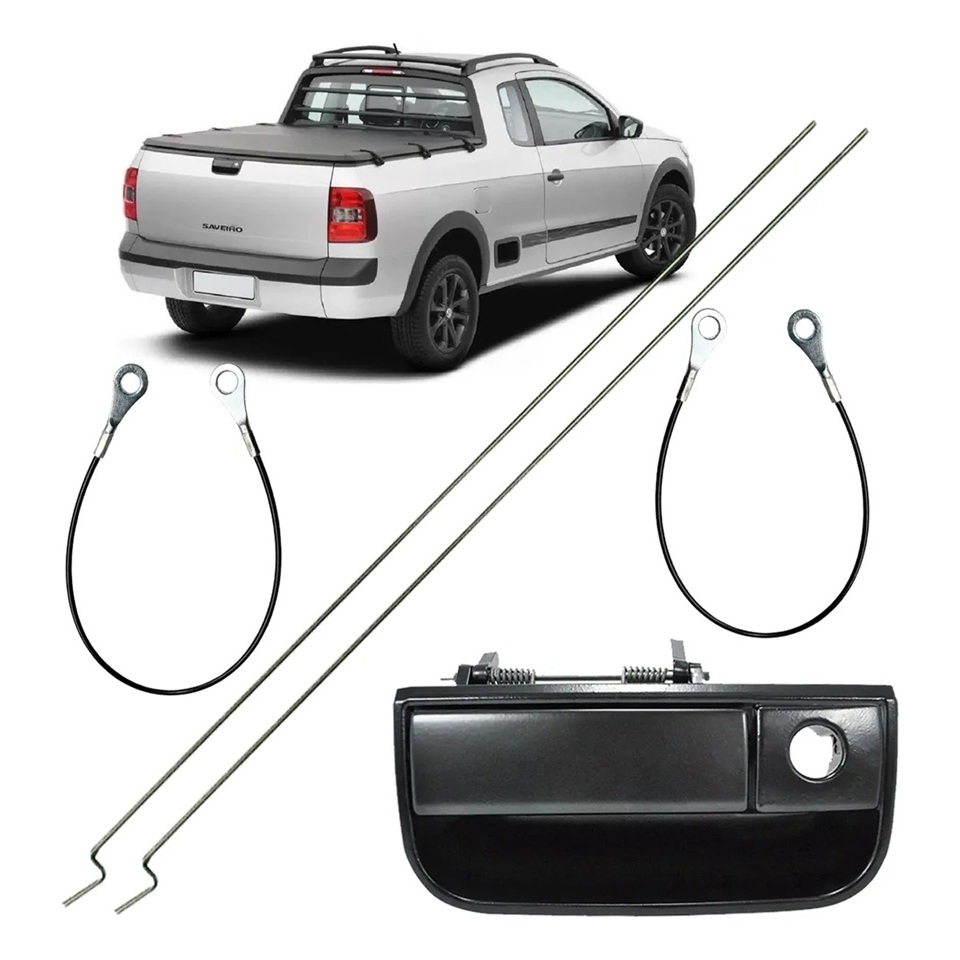 Kit Vareta Haste Cabo Maçaneta Tampa Caçamba Saveiro G5 G6 2008 A 2015 2016