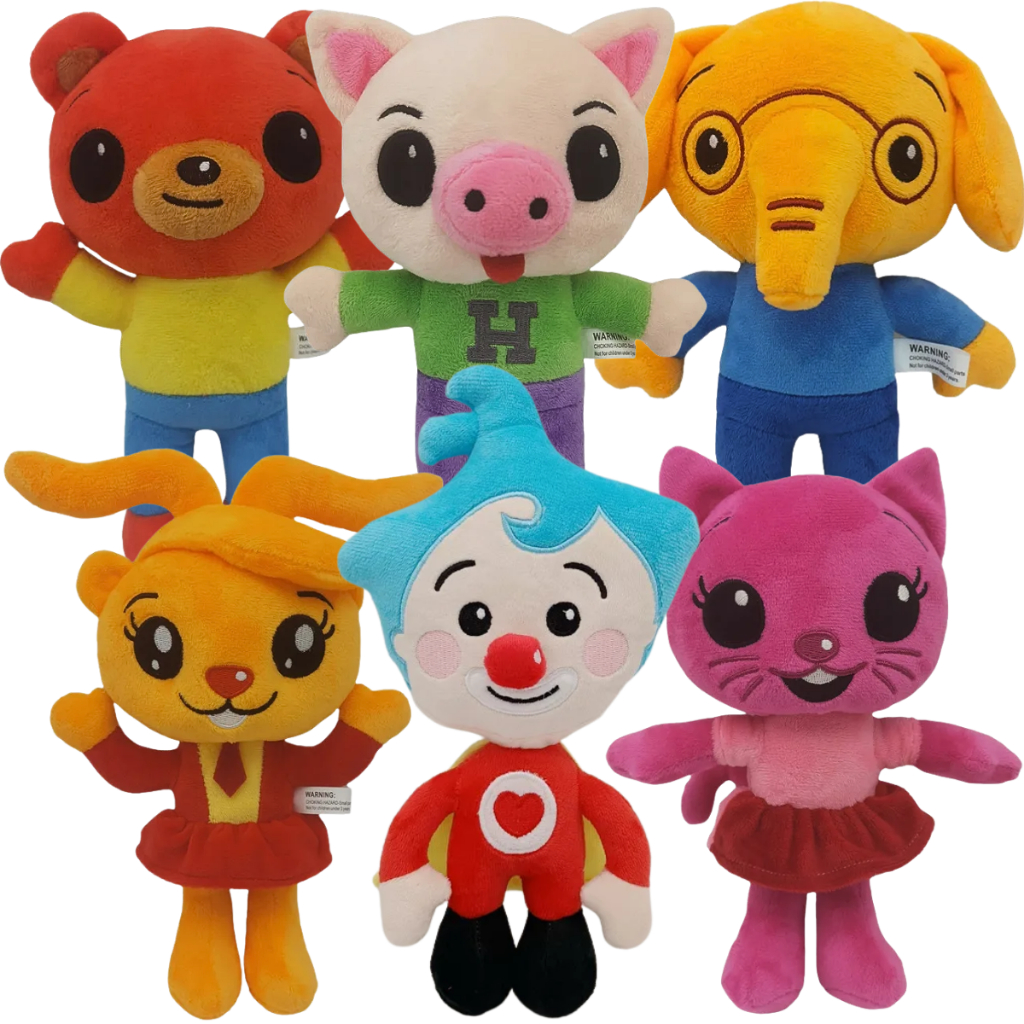 Boneco de Pelúcia Palhaço do Coração Herói Plim Plim 25cm Aquarela Melin Nesho Bam e Hoggie