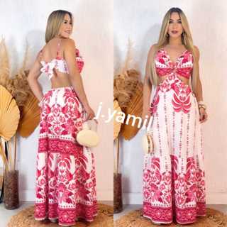 VESTIDO LONGO VERAO ESTAMPADO COM BOJO FEMININO em Oferta na Shopee