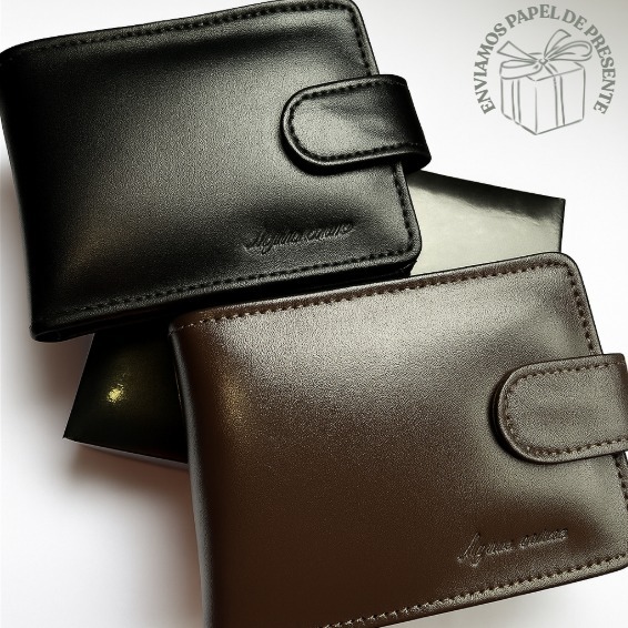 Carteira Masculina Couro 100% legitimo Premium Porta Cartões Com Fecho Completo CNH RG Cédulas