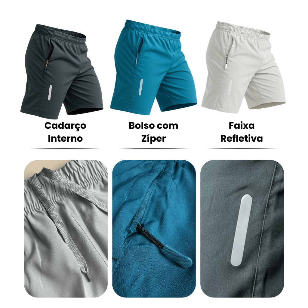 Kit 3 Bermuda Masculina Treino Academia Corrida Fresca Leve Verao Short Masculina Academia Tactel Praia