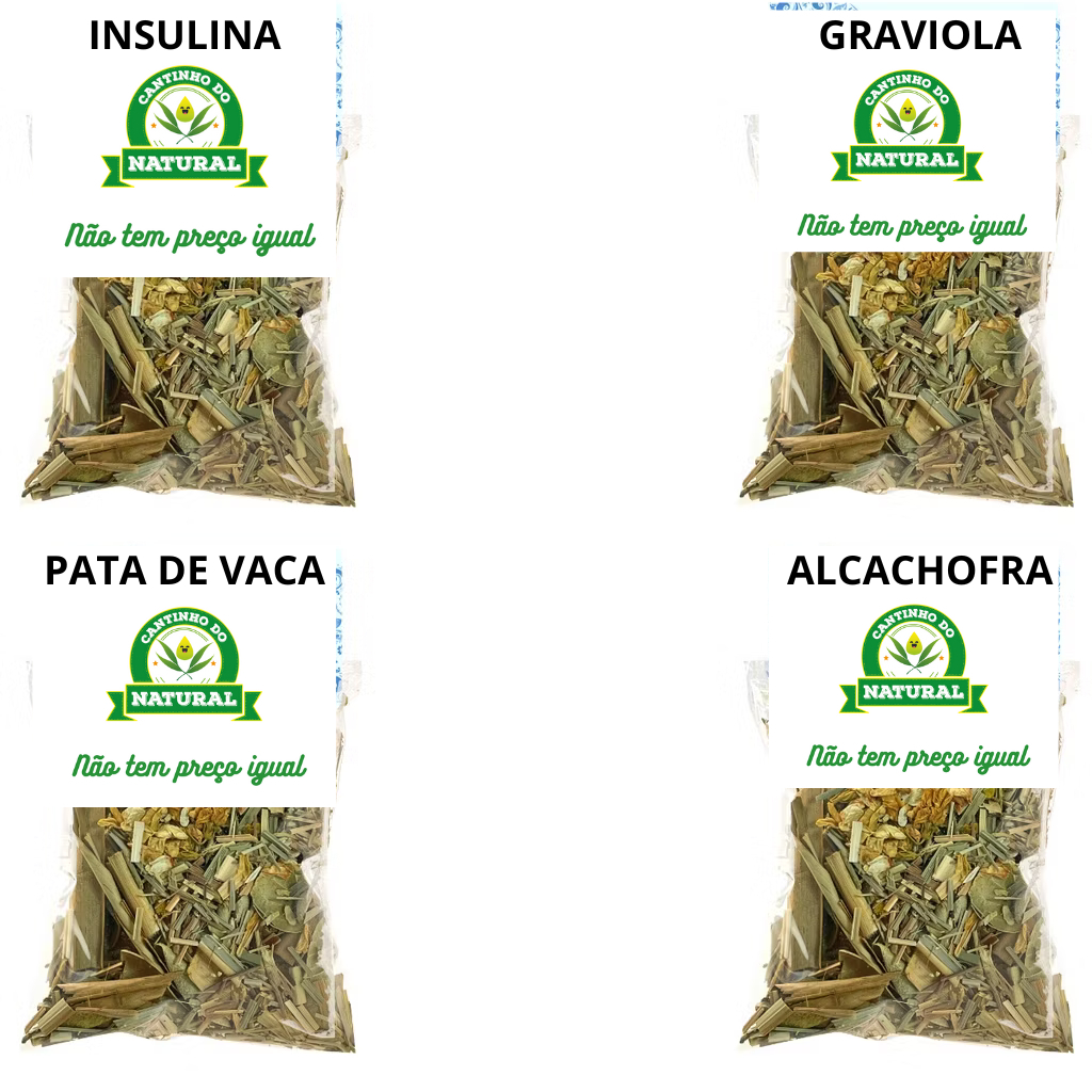 kit 4 ervas para baixar glicose - insulina, Alcachofra, Pata de Vaca e Graviola em Oferta na Shopee