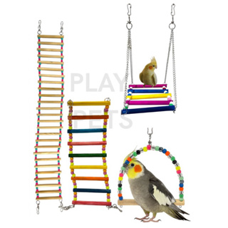 Kit com 4 Brinquedos para Aves - Ponte Escadas 28cm e 70cm + Balanços Calopsita Papagaio em Oferta na Shopee