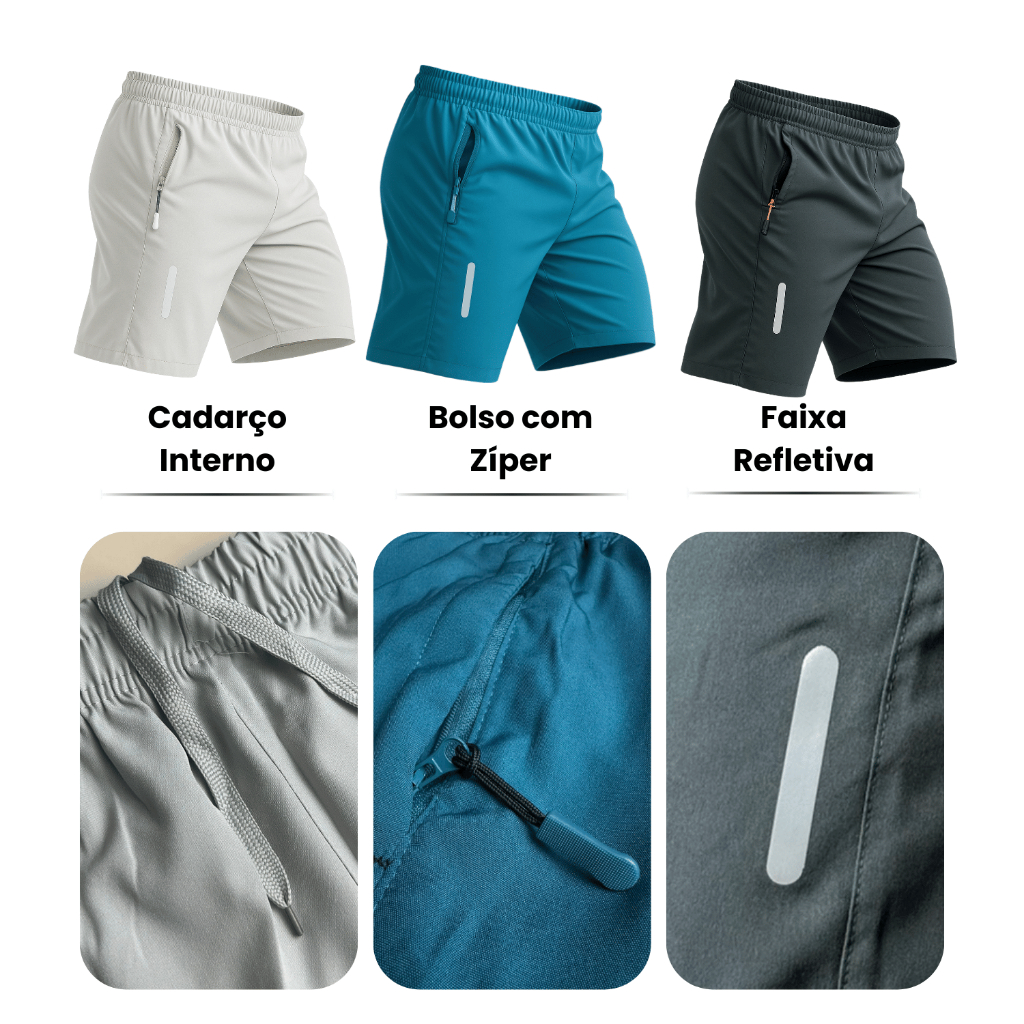 Kit 3 Bermuda Masculina Treino Academia Corrida Fresca Leve Verao Short Masculino Academia Treino Praia