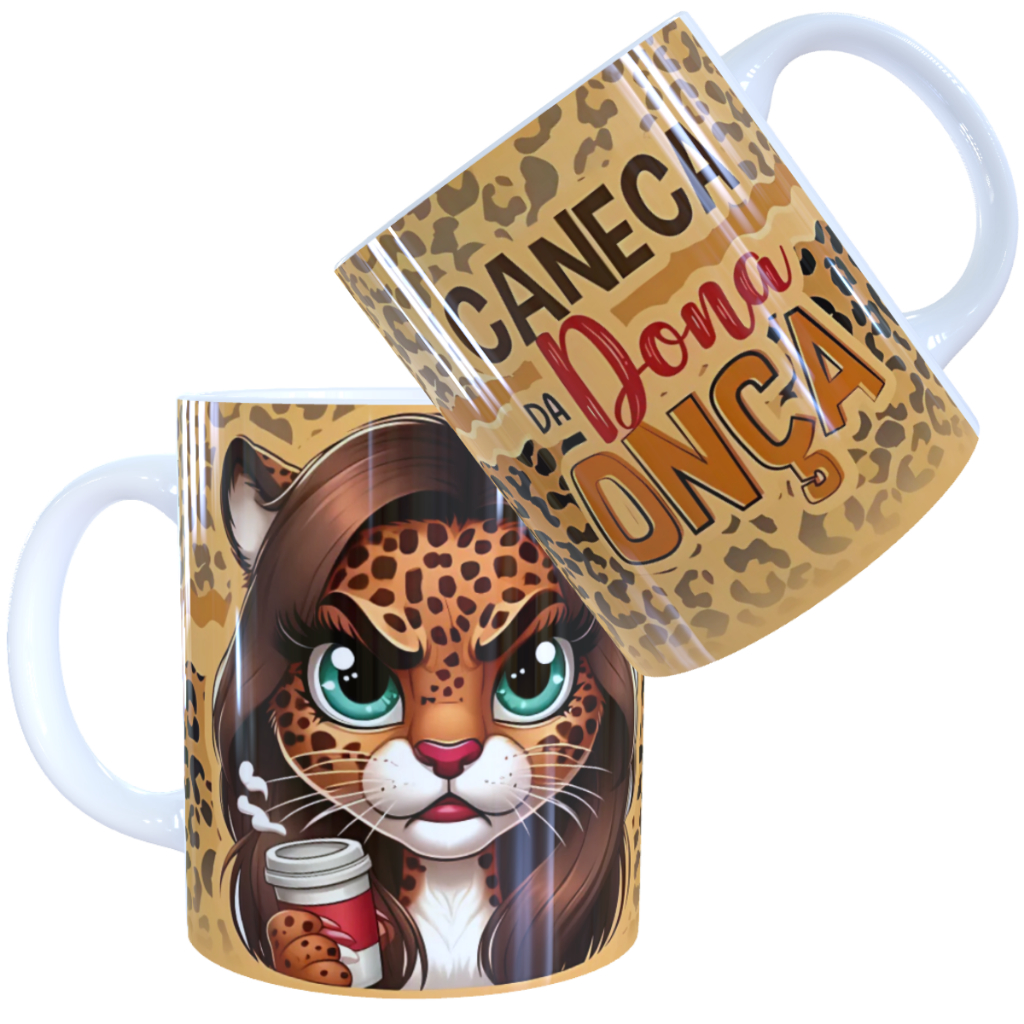 Caneca Dona Onça Caneca Esposa Caneca Onça Xicara Dona Onça 325ml porcelana OU Plástico
